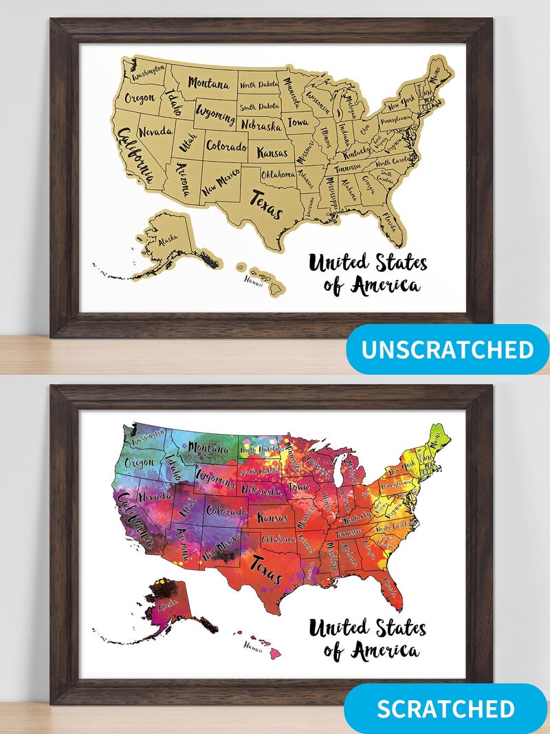 JARLINK Scratch Off USA Map Poster, 12x17 inches United States Map with Unique Accessories Set, Personalized Travel Poster, Gift for Travelers - Image 2